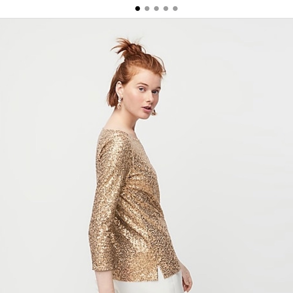 J crew sequined three-quarter sleeve top